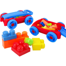leantoys Téglakészlet Kerekes Kocsiban Kék és Piros Színben (18298) barkácsolás, építés
