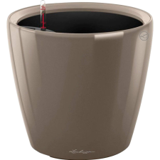 Lechuza Classico Premium LS kaspó 28 cm átmérő x 26 cm szürkésbarna magasfényű kerti dekoráció
