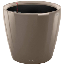 Lechuza Classico Premium LS kaspó 35 cm átmérő x 32 cm szürkésbarna magasfényű kerti dekoráció