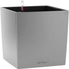 Lechuza Cube Premium virágtartó 30 cm x 30 cm ezüst-metál kerti dekoráció
