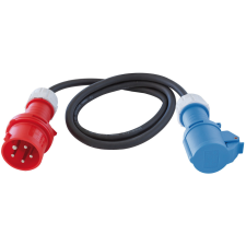 Lectra Technik Kft. Háromfázisú ipari lengő hosszabbító egyfázisú aljzattal 1,5m fekete villanyszerelés