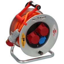 Lectra Technik Kft. Kültéri kábeldob 25 méteres kábellel, 3 dugalj, ezüst/narancssárga (Brobusta) villanyszerelés