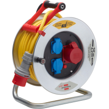 Lectra Technik Kft. Kültéri kábeldob 25 méteres kábellel, 3 dugalj, ezüst/sárga (Brobusta) villanyszerelés