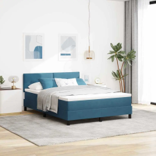  LED Box Spring Ágy matracmal Sötét kék 140 x 190 cm Bársony ágy és ágykellék