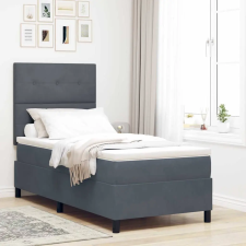  LED Box Spring Ágy matracmal Sötétszürke 90 x 190 cm szövet ágy és ágykellék