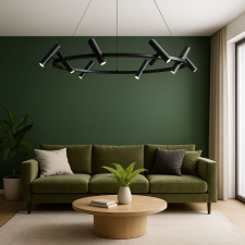  LED csillár Harman távirányítóval, 29W, 8 fényforrás, semleges fény, fekete világítás