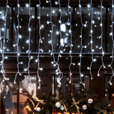 LED-es jégcsap fényfüzér, 5m / 200 LED, sorolható, hidegfehér karácsonyfa izzósor