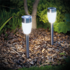  LED-es szolár lámpa - leszúrható - hidegfehér, fém - 230 mm kültéri világítás