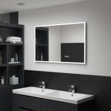 LED-es tükör érintésérzékelővel és időkijelzővel 100 x 60 cm bútor