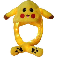 LED-es, világító Pikachu POKEMON sapka pumpálható fülekkel.
