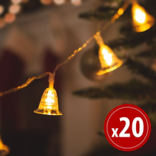  LED fényfüzér - csengettyű - 20 LED - 2,3 méter - melegfehér karácsonyfa izzósor