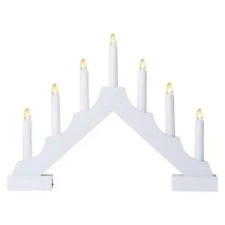  LED gyertyatartó, fa, fehér, 29 cm, 2x AA, beltéri, meleg fehér, időzítő karácsonyfa izzósor