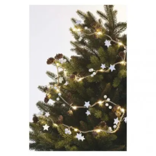  LED karácsonyi fényfüzér – tobozok, 1,7 cm, 2x AA, beltéri, meleg fehér karácsonyfa izzósor