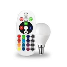  LED lámpa E14 (3.5W/180°) Kisgömb - RGB+CW+RF távirányítható izzó