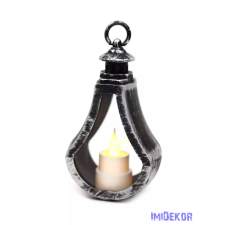LED lámpás csepp alakú 15 cm - Antikolt Ezüst dekorációs kellék