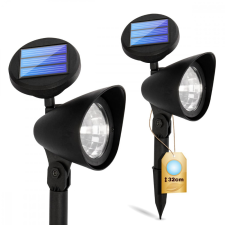  LED napelemes kerti lámpa, fekete, irányított, 6500K, hideg kültéri világítás