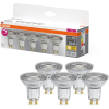 Ledvance Gmbh Osram GU10 LED 3,4W, 230 lm, 2700 K, melegfehér, dimmelhető, áttetsző üveg-35 W izzó helyett, 5 darabos - Base Spot PAR16
