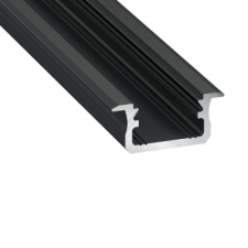 LEDvonal Alumínium U profil LED szalaghoz , 2 méter/db , FEKETE fedővel , süllyeszthető , fekete , DEEP villanyszerelés