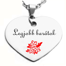 Legjobb barátok virágos szív medál lánccal vagy kulcstartóval medál