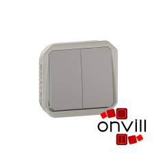 LEGRAND 069539L, Plexo 55 redőnynyomó elektronikus vezérlésű motorokhoz (3 állású) 6A, szürke villanyszerelés