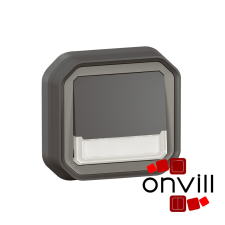 LEGRAND 069854L, Plexo 55 süllyesztett váltóérintkezős nyomó jelzőfénnyel, címketartóval 10A, összeszerelt, antracit villanyszerelés