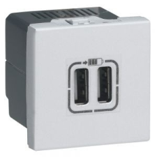 LEGRAND 278594L Program Mosaic kettős USB töltő aljzat, 2400 mA, 2 modulos, fehér villanyszerelés