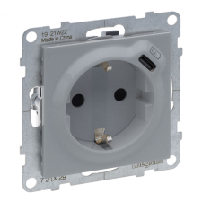 LEGRAND 721329 Suno 2P+F + USB-C dugalj csatlakozóaljzat (rugós), biztonsági zsaluval, alumínium villanyszerelés