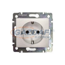 LEGRAND 754842 Valena Life 2P+F csatlakozóaljzat burkolat csapófedéllel alumínium villanyszerelés