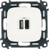 LEGRAND 754965 Valena Allure Töltőaljzat Kettős USB C-típusú + USB A-típusú csatlakozóval, 5V–3A–15W, Túlfesz-védelem >1kW, Class II SELV, Fehér