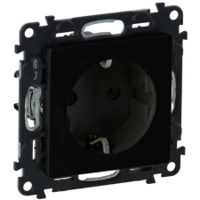LEGRAND 756321 Valena Life 2P+F dugalj csatlakozóaljzat mechanizmus burkolattal, rugós vezetékbekötéssel, fekete villanyszerelés