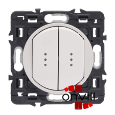 LEGRAND CF2X067002JF-HK, Céliane Csillárkapcsoló Jelzőfénnyel, 10 AX, Hosszú Körmös, Fehér világítási kellék