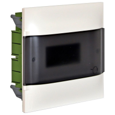 LEGRAND PractiboxS téglafalba süllyeszthető kiselosztó, 1 sor 8 modul, átlátszó- füstszínű (134158) villanyszerelés