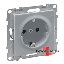 LEGRAND Suno 2P+F csatlakozóaljzat biztonsági zsalu nélkül, csavaros vezetékbekötéssel alumínium, Legrand 721325 villanyszerelés