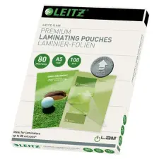 Leitz A5 2x80mic lamináló fólia 100db-os víztiszta lamináló fólia