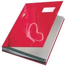 Leitz Aláírókönyv, A4, 18 részes, karton, LEITZ &quot;Design&quot;, piros kreatív papír