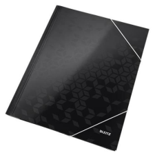 Leitz Gumis mappa, 15 mm, karton, A4, lakkfényű, LEITZ Wow, fekete (E39820095) irattartó