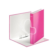 Leitz Gyűrűs könyv, 2 gyűrű, D alakú, 40 mm, A4 Maxi, karton, lakkfényű, LEITZ &quot;Wow&quot;, rózsaszín kreatív papír