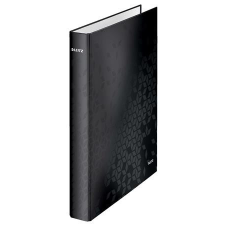  LEITZ Gyűrűs könyv, 2 gyűrű, D alakú, 40 mm, A4 Maxi, karton, LEITZ &quot;Wow&quot;, fekete mappa