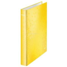 Leitz Gyűrűs könyv, 2 gyűrű, D alakú, 40 mm, A4 Maxi, karton, "Wow", sárga (LEITZ_42410016) gyűrűskönyv