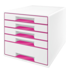 Leitz Irattartó LEITZ Wow Cube 5 fiókos fehér/rózsaszín irattartó