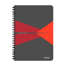 Leitz Office 90 lapos A5 kockás spirálfüzet - Szürke -piros (44980025) füzet