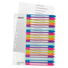 Leitz Regiszter, A4 Maxi, 1-20, nyomtatható, LEITZ "Wow" regiszter és tartozékai