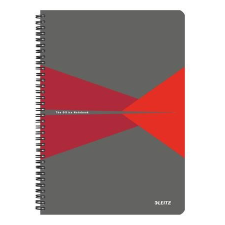 Leitz spirálfüzet, A4, kockás, 90 lap, "Office", szürke-piros (E44950025) (E44950025) füzet