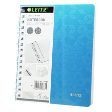 Leitz Spirálfüzet A5, 80lap kockás Leitz Wow jégkék füzet
