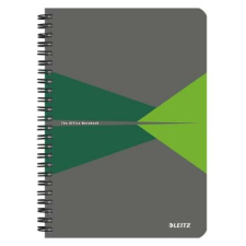 Leitz Spirálfüzet, A5, kockás, 90 lap, laminált karton borító, LEITZ "Office", szürke-zöld füzet