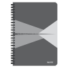 Leitz Spirálfüzet, A5, kockás, 90 lap, laminált karton borító, LEITZ "Office", szürke