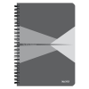 Leitz Spirálfüzet, A5, kockás, 90 lap, laminált karton borító, LEITZ "Office", szürke