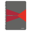 Leitz Spirálfüzet, A5, kockás, 90 lap, PP borító, LEITZ "Office", szürke-piros