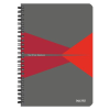 Leitz Spirálfüzet, A5, kockás, 90 lap, PP borító, LEITZ "Office", szürke-piros