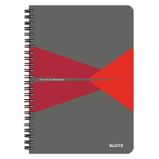 Leitz spirálfüzet, A5, kockás, 90 lap, "Office", szürke-piros (E44980025) füzet